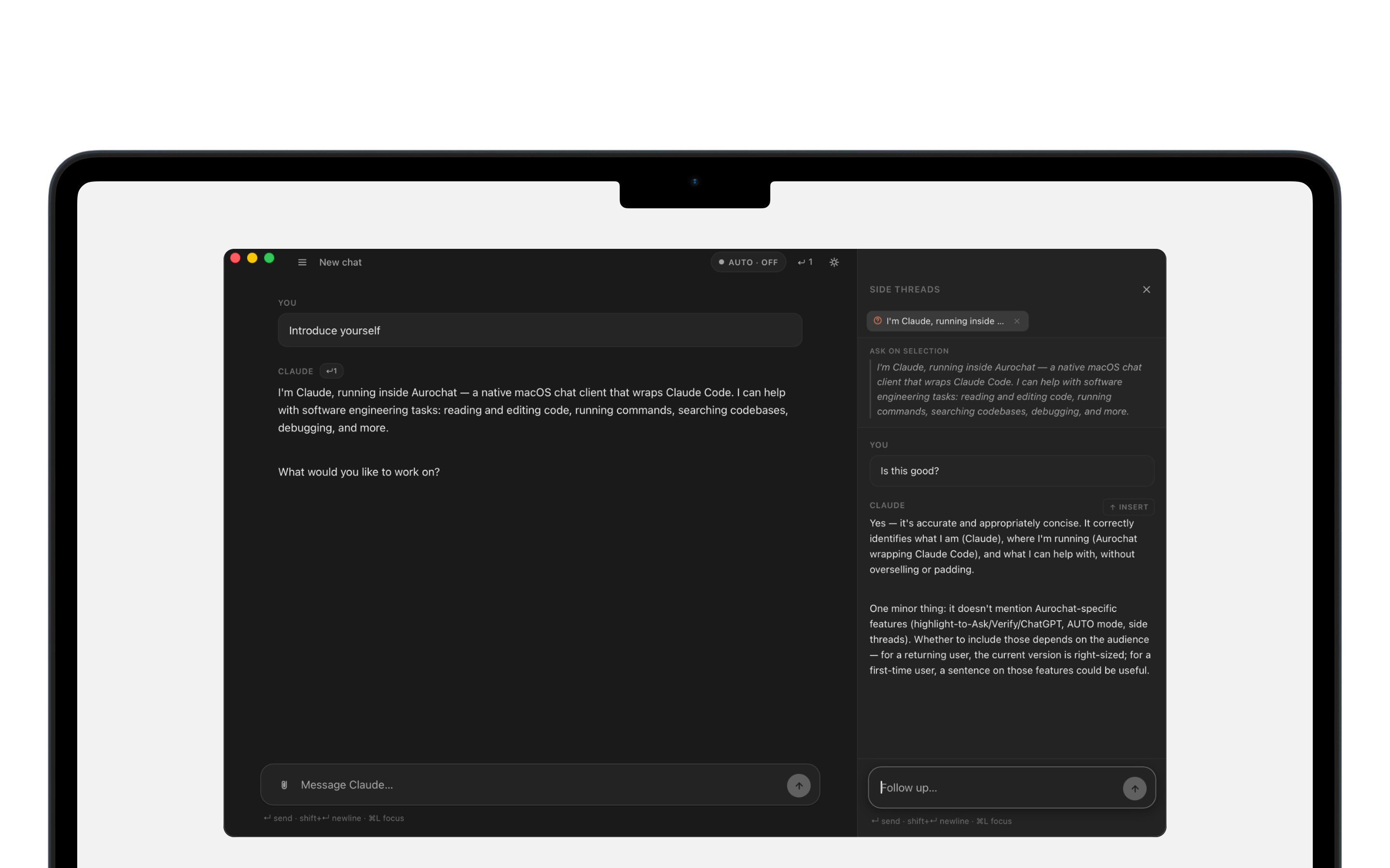 Aurochat desktop preview